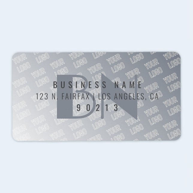 Your Logo Tiled | Grey Gradient Return Address Label (Creator Uploaded)