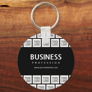 Your Logo Tiled Pattern & Editable Business Name  Key Ring