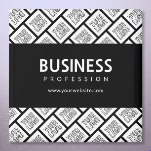 Your Logo Tiled Pattern & Editable Business Name Magnet