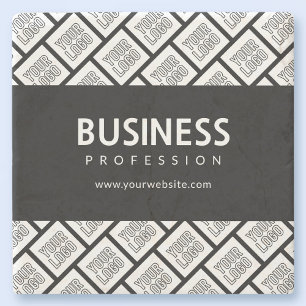 Your Logo Tiled Pattern & Editable Business Name  Stone Coaster