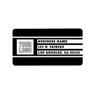 Your Logo Unique Geometric Stripes Black & White Label