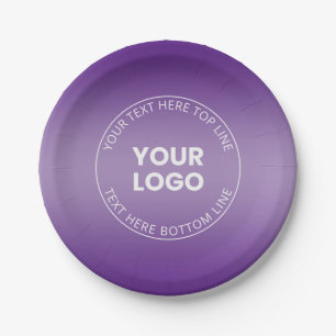 Your Logo w/Editable Any Colour Gradient  Paper Plate