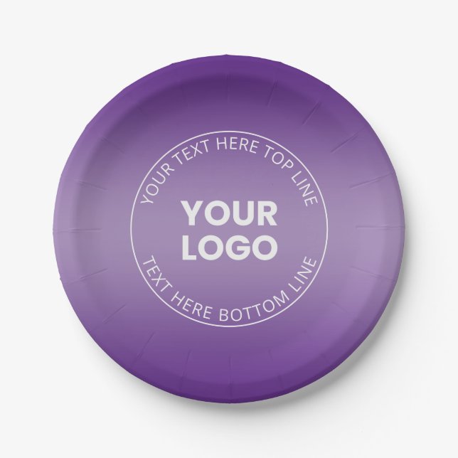 Your Logo w/Editable Any Colour Gradient  Paper Plate (Front)