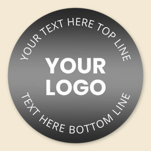 Your Logo w/Editable Black & White Gradient  Classic Round Sticker
