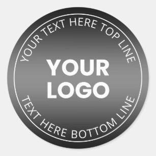 Your Logo w/Editable Black & White Gradient Classic Round Sticker