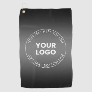 Your Logo w/Editable Black & White Gradient Golf Towel