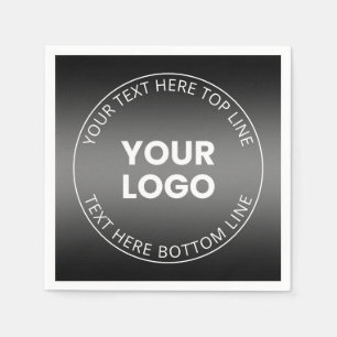Your Logo w/Editable Black & White Gradient Napkin
