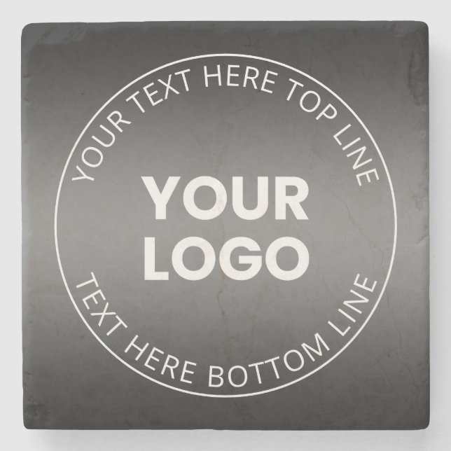 Your Logo w/Editable Black & White Gradient  Stone Coaster (Front)