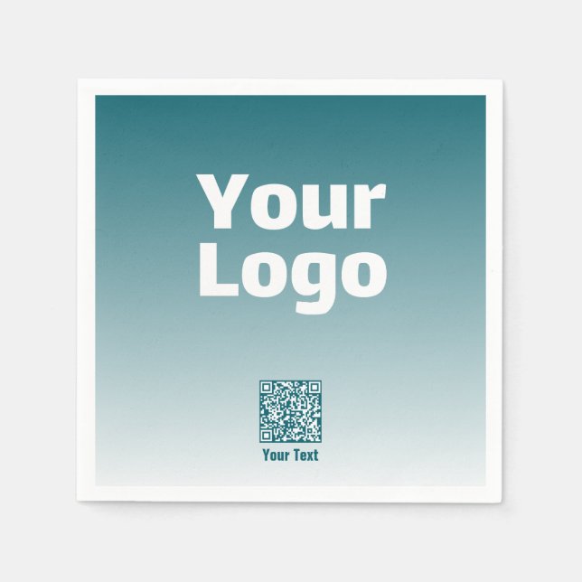 Your Logo w/Editable QR code & Gradient Ombre Napkin (Front)