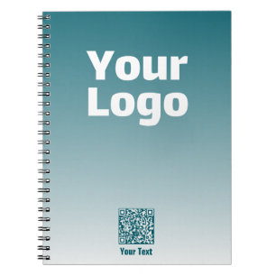 Your Logo w/Editable QR code & Gradient Ombre Notebook