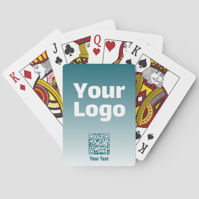 Your Logo w/Editable QR code & Gradient Ombre Playing Cards (Back)