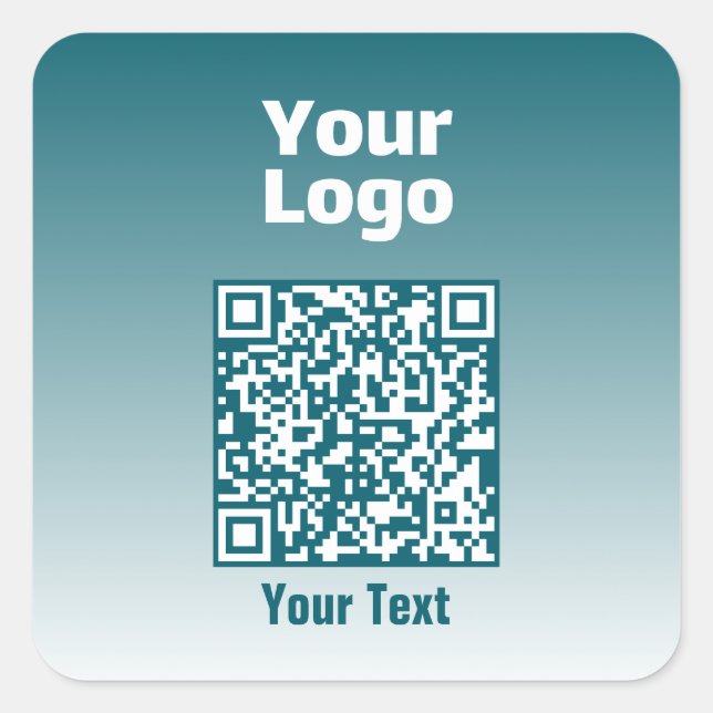 Your Logo w/Editable QR code & Gradient Ombre Square Sticker (Front)