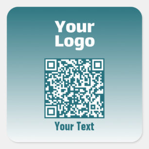 Your Logo w/Editable QR code & Gradient Ombre Square Sticker