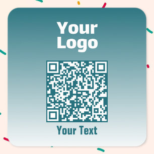 Your Logo w/Editable QR code & Gradient Ombre Square Sticker