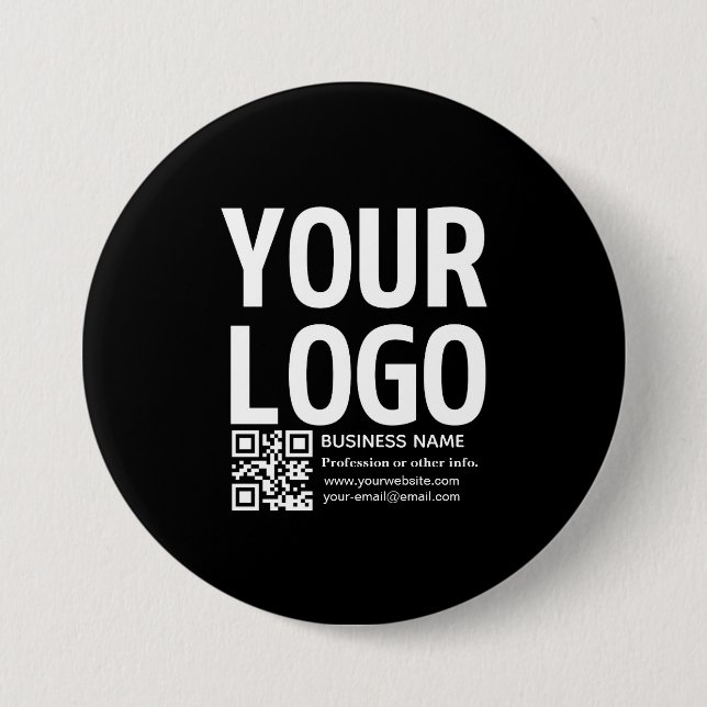 Your Logo w/Editable QR code & Text  7.5 Cm Round Badge (Front)