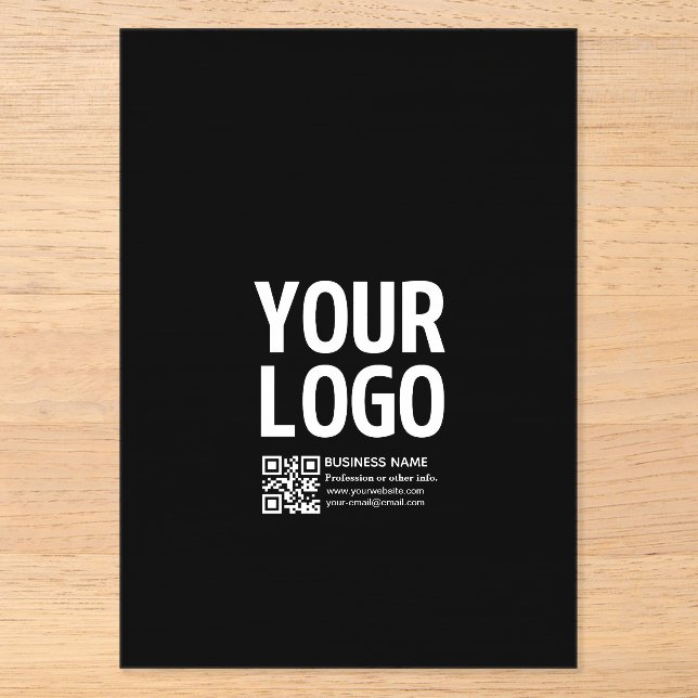 Your Logo w/Editable QR code & Text  Acrylic Invitations (Front)