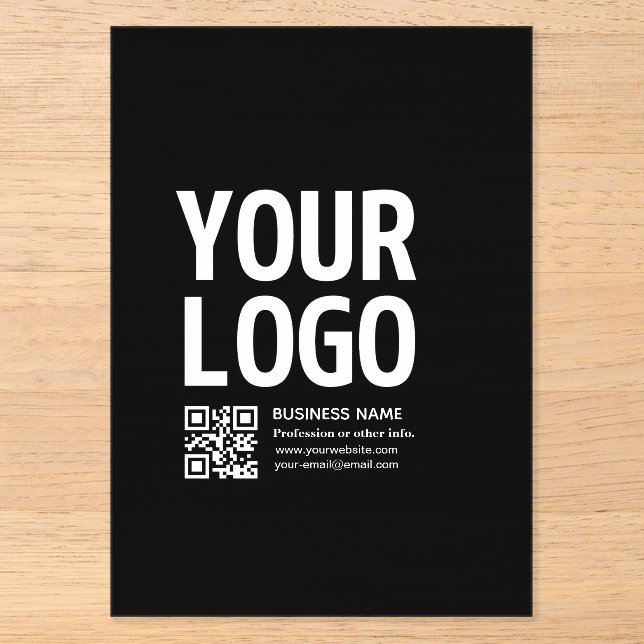 Your Logo w/Editable QR code & Text  Acrylic Invitations (Front)