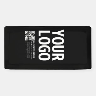 Your Logo w/Editable QR code & Text Banner