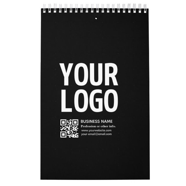 Your Logo w/Editable QR code & Text  Calendar (Cover)