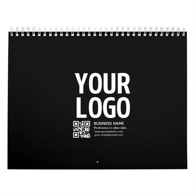 Your Logo w/Editable QR code & Text  Calendar (Cover)