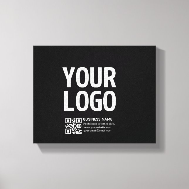 Your Logo w/Editable QR code & Text  Canvas Print (Front)