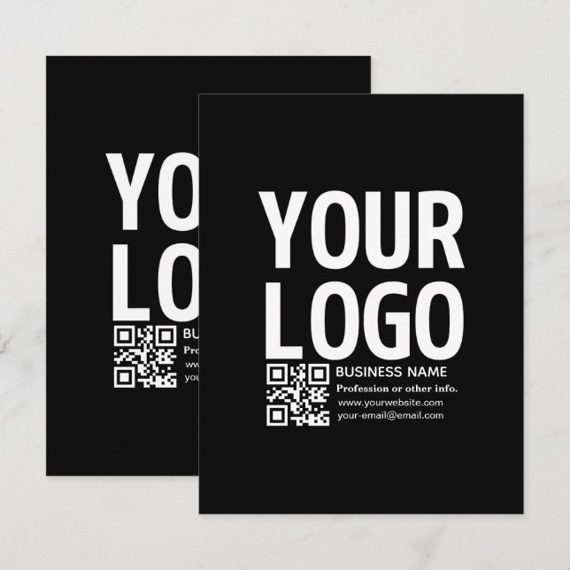 Your Logo w/Editable QR code & Text  Card (Front/Back)
