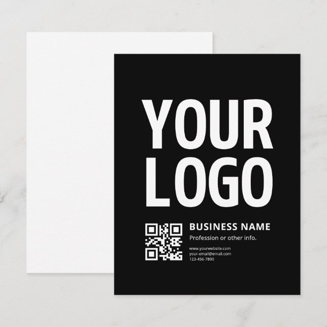 Your Logo w/Editable QR code & Text Card (Front/Back)