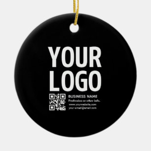 Your Logo w/Editable QR code & Text Ceramic Tree Decoration