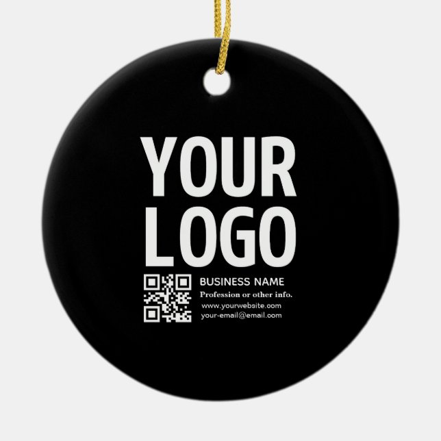 Your Logo w/Editable QR code & Text  Ceramic Tree Decoration (Front)