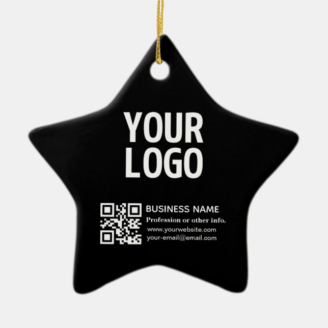 Your Logo w/Editable QR code & Text  Ceramic Tree Decoration (Front)