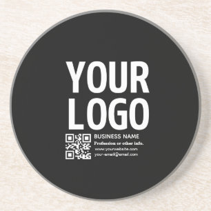 Your Logo w/Editable QR code & Text Coaster