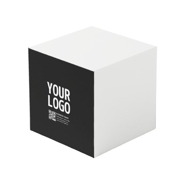 Your Logo w/Editable QR code & Text  Cube (Front Angled)