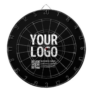 Your Logo w/Editable QR code & Text Dartboard