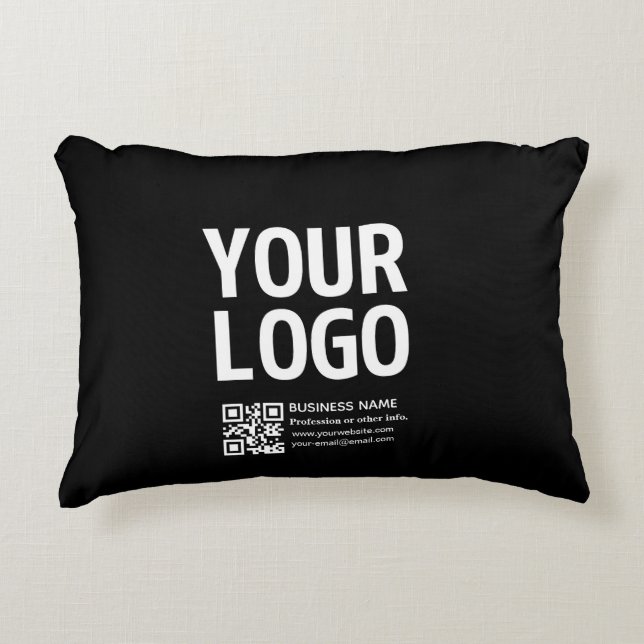 Your Logo w/Editable QR code & Text  Decorative Cushion (Front)
