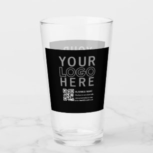 Your Logo w/Editable QR code & Text Glass