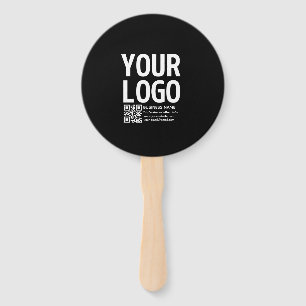 Your Logo w/Editable QR code & Text Hand Fan