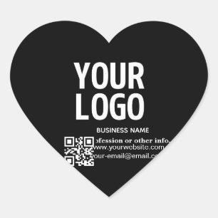 Your Logo w/Editable QR code & Text Heart Sticker