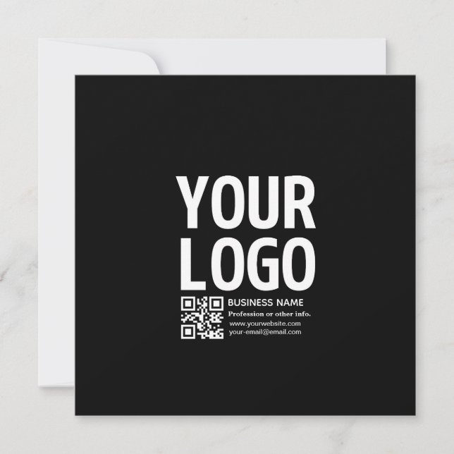 Your Logo w/Editable QR code & Text  Holiday Card (Front)