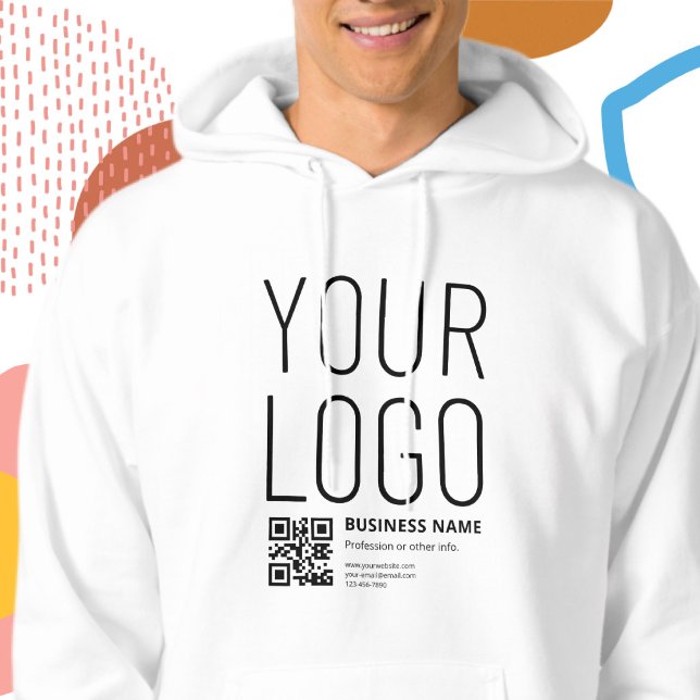 Your Logo w/Editable QR code & Text Hoodie (Creator Uploaded)