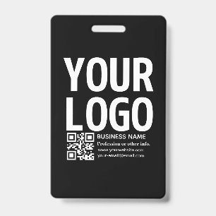 Your Logo w/Editable QR code & Text ID Badge