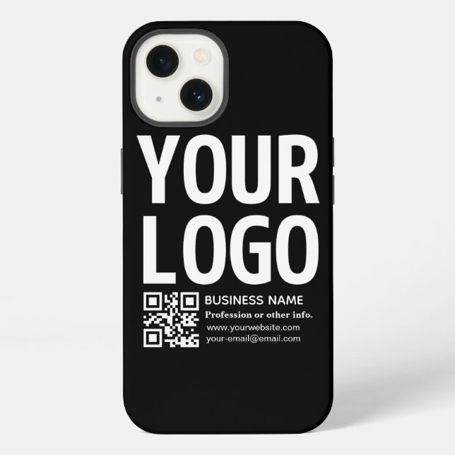 Your Logo w/Editable QR code & Text  iPhone Case (Back)