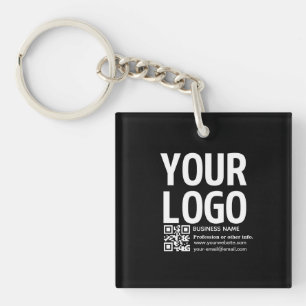 Your Logo w/Editable QR code & Text Key Ring
