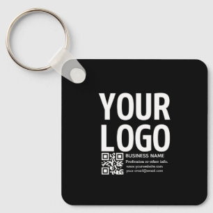 Your Logo w/Editable QR code & Text Key Ring