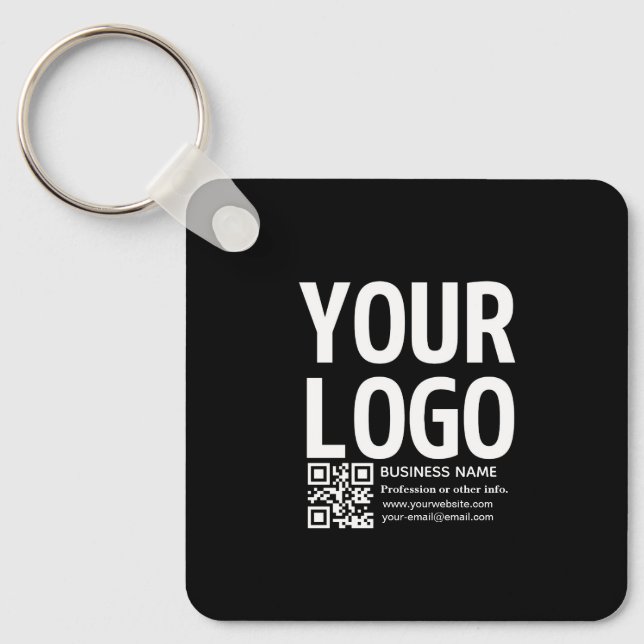 Your Logo w/Editable QR code & Text  Key Ring (Front)