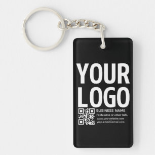 Your Logo w/Editable QR code & Text Key Ring