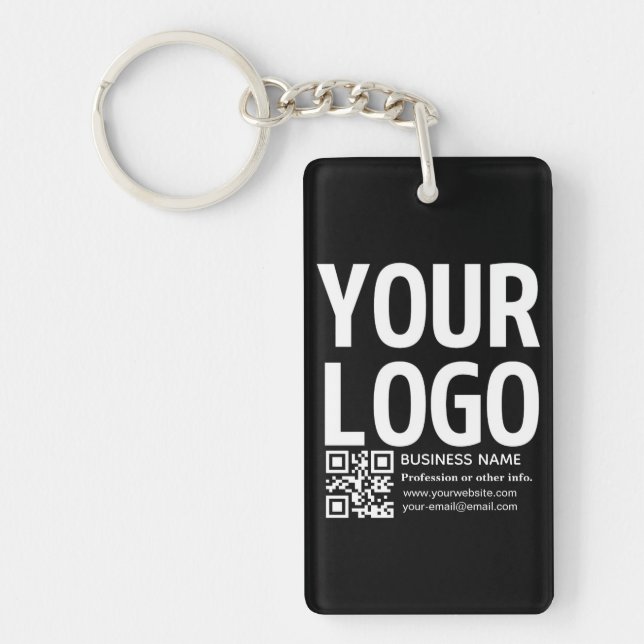 Your Logo w/Editable QR code & Text  Key Ring (Front)