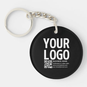 Your Logo w/Editable QR code & Text Key Ring