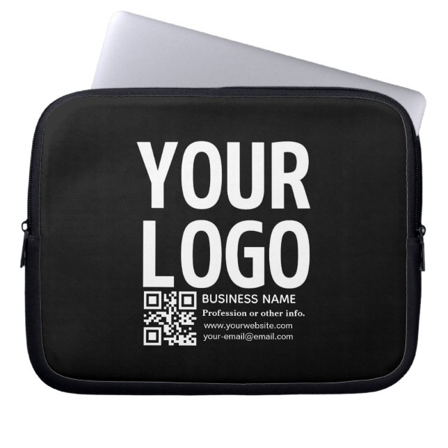 Your Logo w/Editable QR code & Text  Laptop Sleeve (Front)