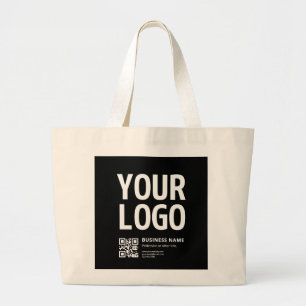 Your Logo w/Editable QR code & Text Large Tote Bag