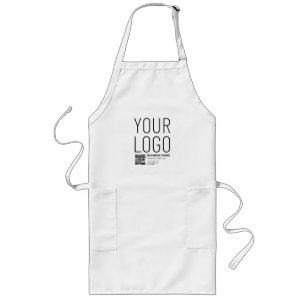 Your Logo w/Editable QR code & Text Long Apron